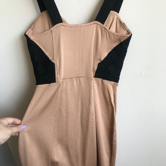 H&M Nude and Black Body Con Dress with Pencil Skirt - Size 8 - Picture 6 of 8